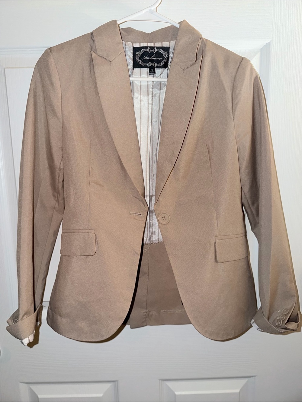 Ambiance Taupe Single-Button Women's Blazer